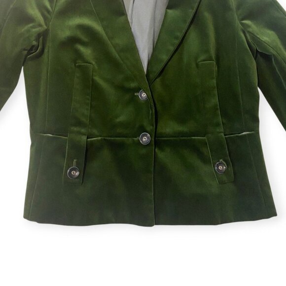 Chloe Velvet Cropped Blazer Green Cotton FR42 Made in France - Picture 7 of 15